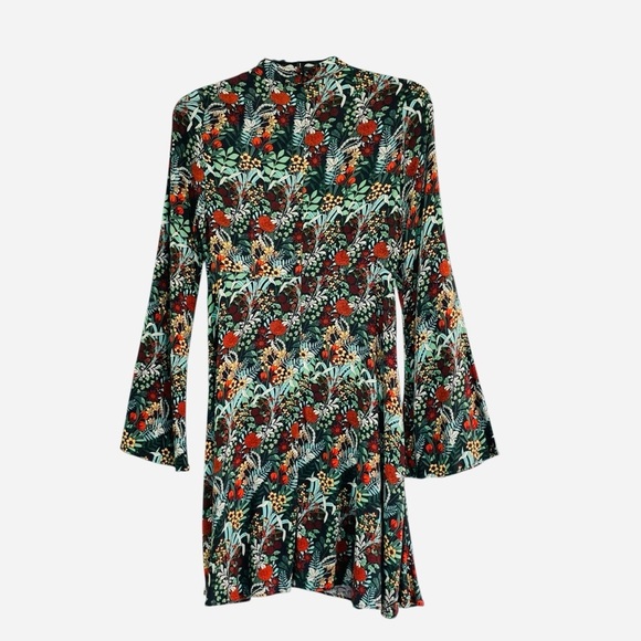 Zara Basic Floral Jersey Knit Bell Sleeve Dress size XS - Picture 3 of 11